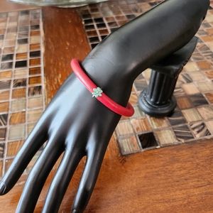 Endless Rolled Red Leather Bracelet with Charm